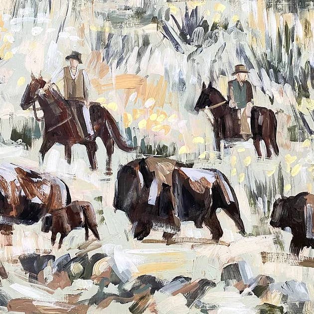 Bison cowboy horse - wildlife buffalo canvas print for wholesale by Meredith Oneal Art