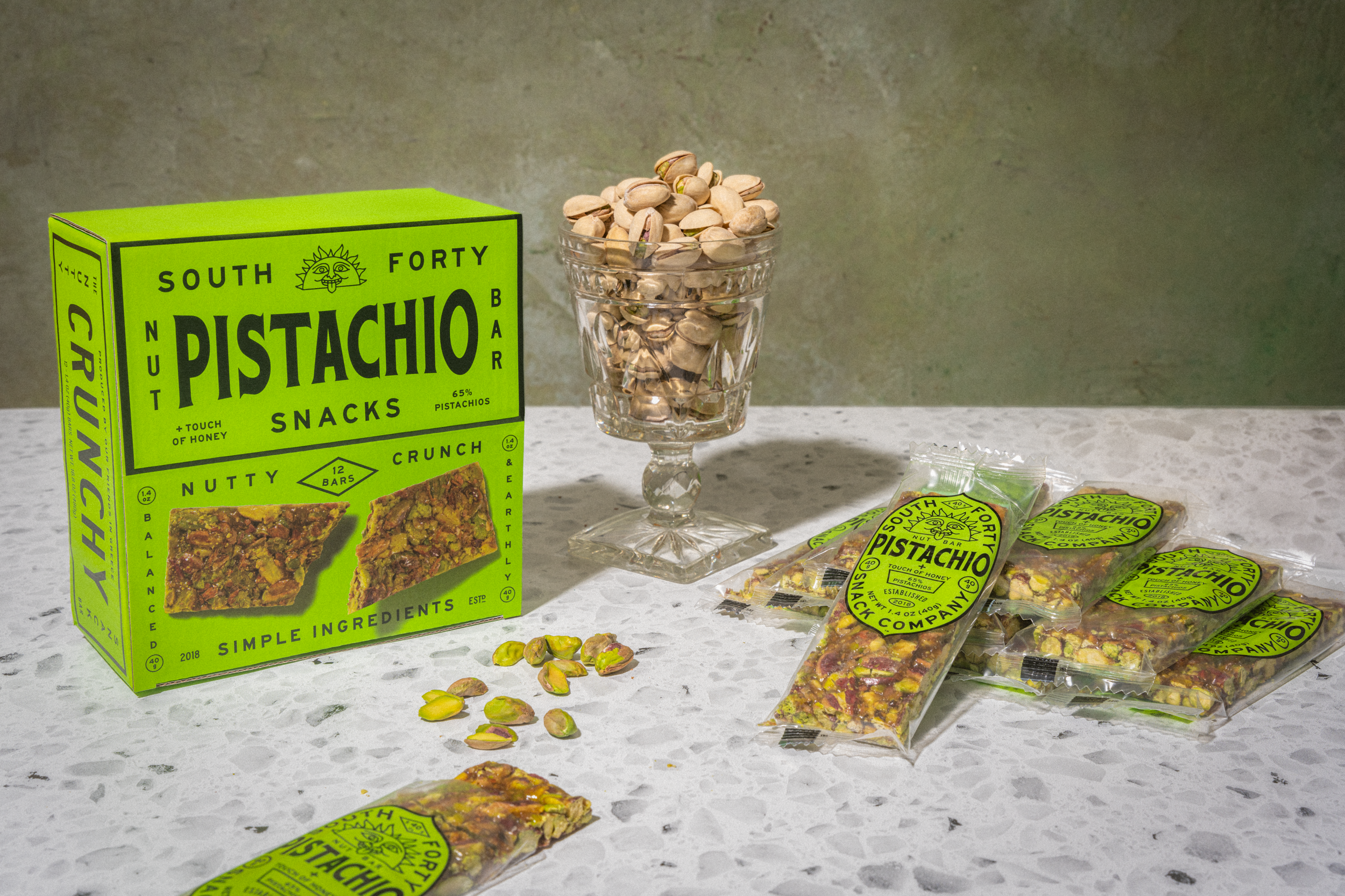SOUTH FORTY SNACKS COMPANY - Vente Barres de céréales - Pack de 12, Barre de Noix Croquante Pistache (1,95 $ par unité)3
