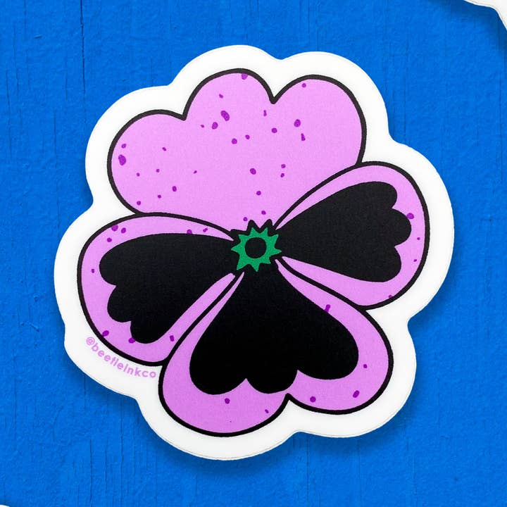 Big Pansy Flower Vinyl Sticker for wholesale by Beetle Ink Co.