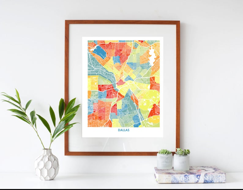 Juanita's Adventures - Wholesale Art Print - Juanitas Dallas Map Print2