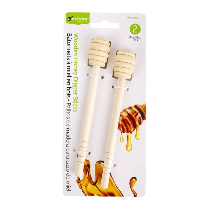 Bâtonnets à miel Luciano 2 pièces, en bois, 15 cm de long pour la vente par Luciano Gourmet