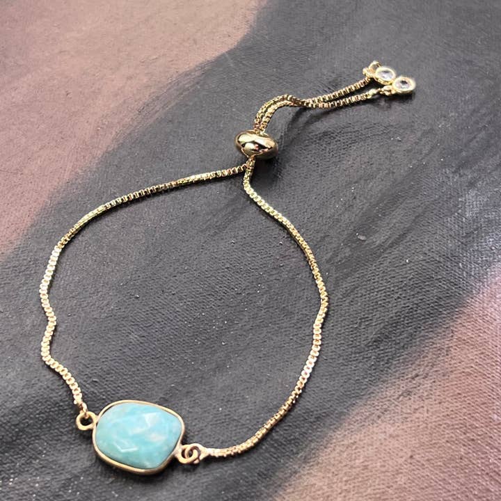 Guld Justerbart Armband med Amazonite för wholesale av Carley King Jewels