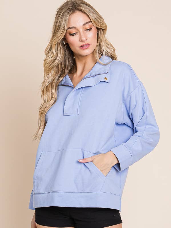 Quarter-zip fleece sweatshirt JBJ1017 for wholesale by JADE BY JANE