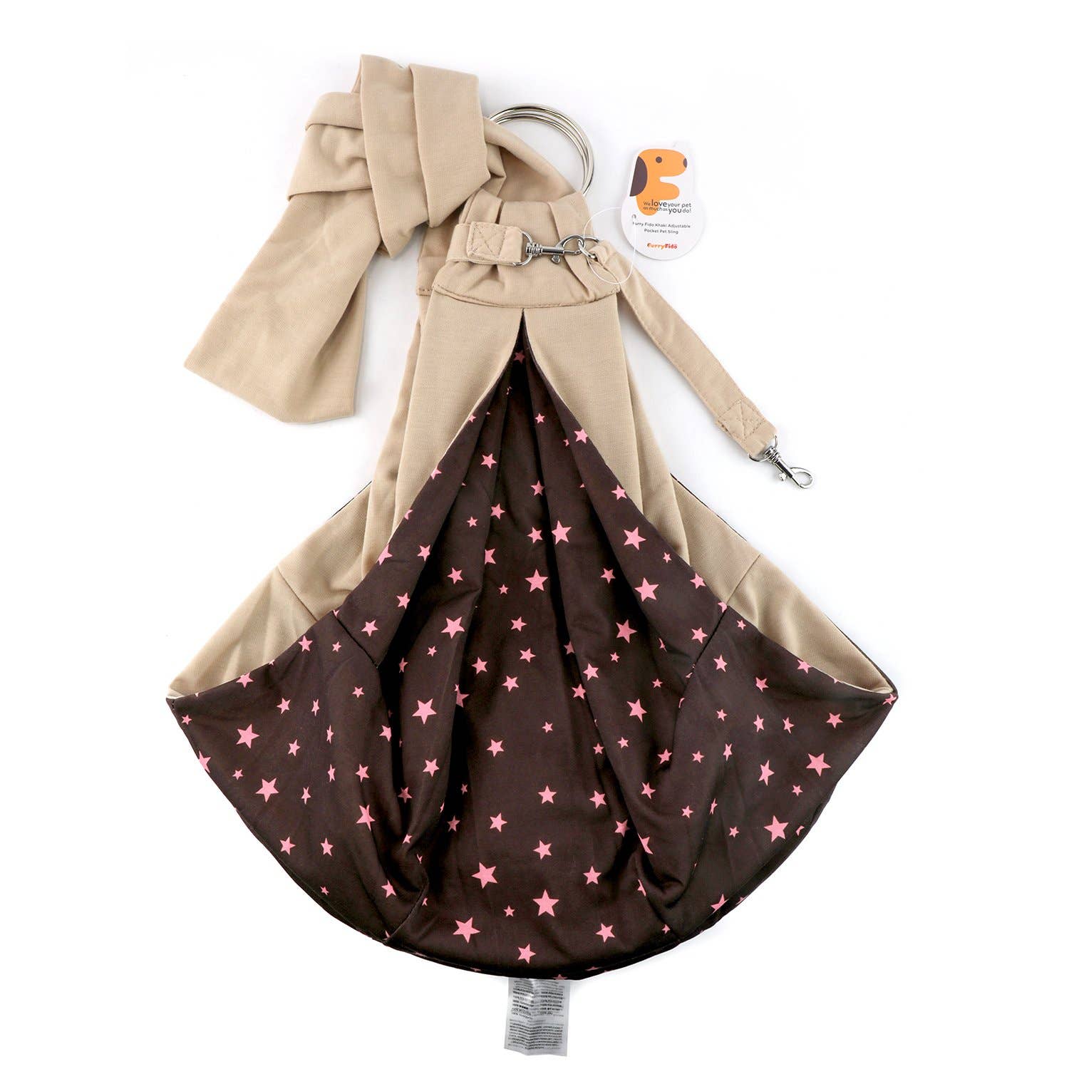 Furry Fido Pet Supplies – Engroshandel Kæledyrstransporttaske – Kat/hund – Furry Fido Khaki Justerbar Pocket Pet Slynge2