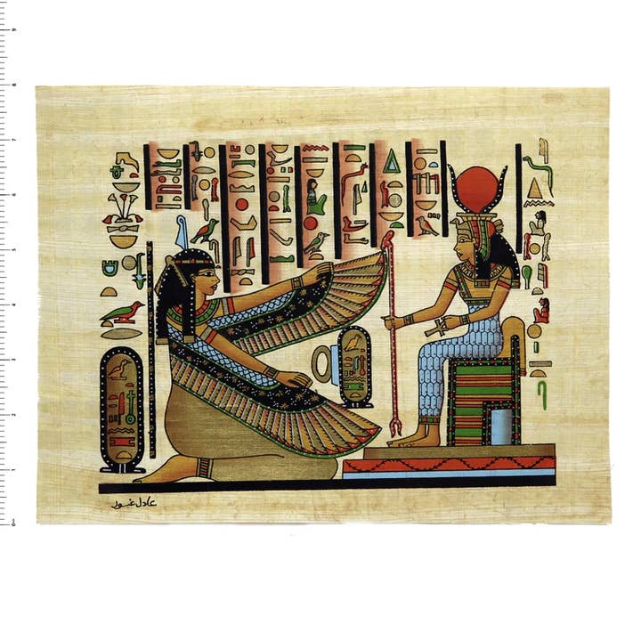 Discoveries, Inc. - Wholesale Painting/Drawing - Hand-Painted Papyrus Egyptian Maat & Isis - 8" x 10"2