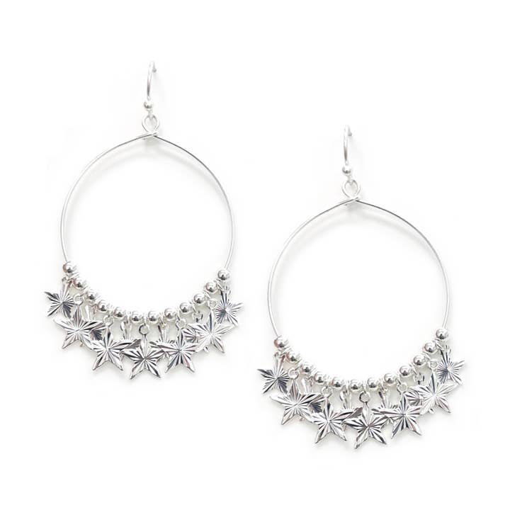 Dia Laser Cut Disk Charms with Hoop Dangle Earrings for wholesale by StarryNYC