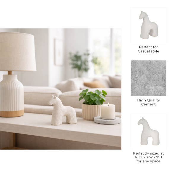Sagebrook Home - Wholesale Decorative Figurine - Ceramic Modern Textured Solid Horse Figurine - White, 7 in.4