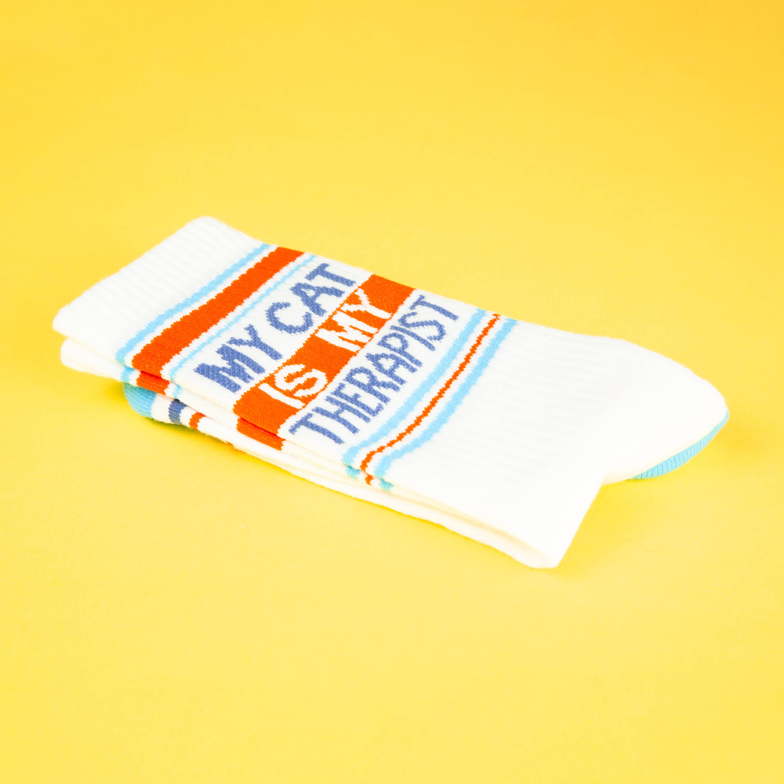 Gumball Poodle - Wholesale Socks - Unisex - My Cat Is My Therapist Gym Crew Socks5