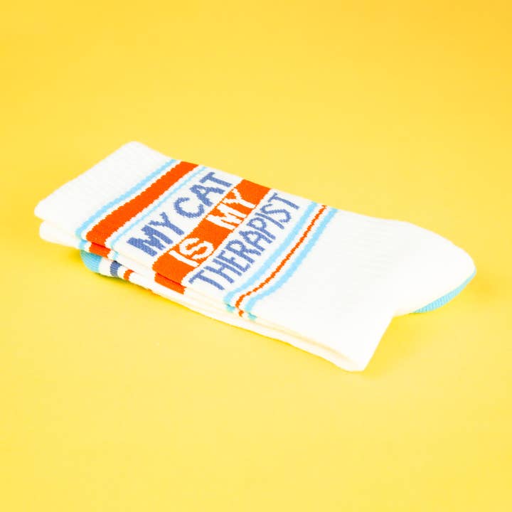 Gumball Poodle - Wholesale Socks - Unisex - My Cat Is My Therapist Gym Crew Socks5