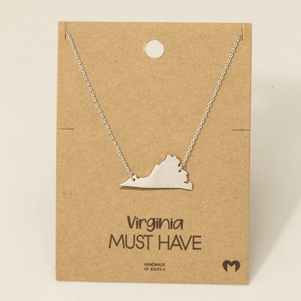 Fame Accessories - Wholesale Pendant/Charm Necklace - Virginia State Pendant Necklace4