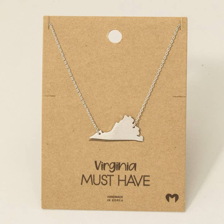 Fame Accessories - Wholesale Pendant/Charm Necklace - Virginia State Pendant Necklace4