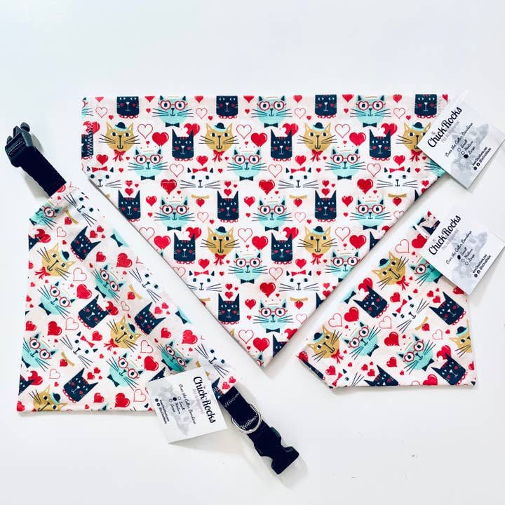 Hearts Over-the-Collar Pet Bandana - Cats Hearts for wholesale by ChickRocks