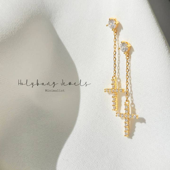 HolyBang Jewels - Wholesale Dangle Earrings - CROSS DROP EARRINGS - E-ST15091