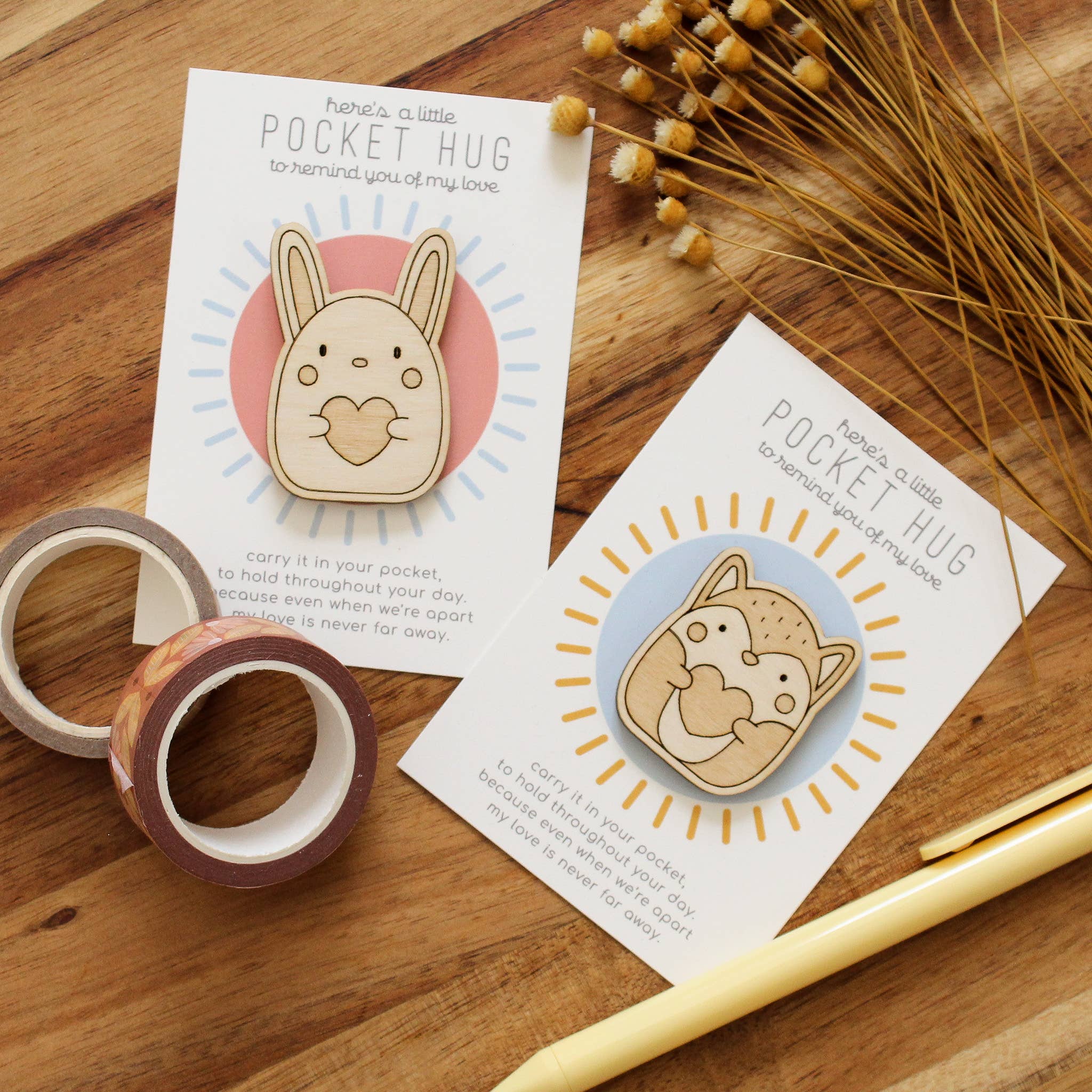 oh, little wren - Wholesale Keepsake Coin/Token - Wooden Pocket Hug – Fox | Thinking of You Gift7