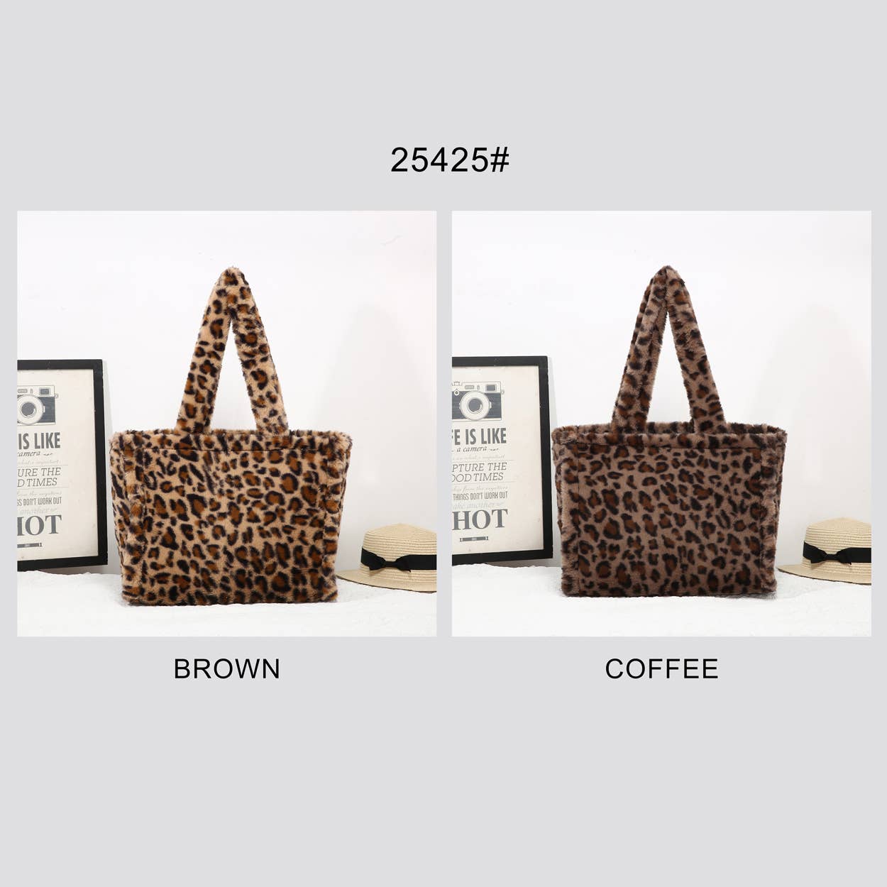 House of Milano - Wholesale Tote Bag - Women's - 25425 Leopard Print Faux Fur Tote Bag2