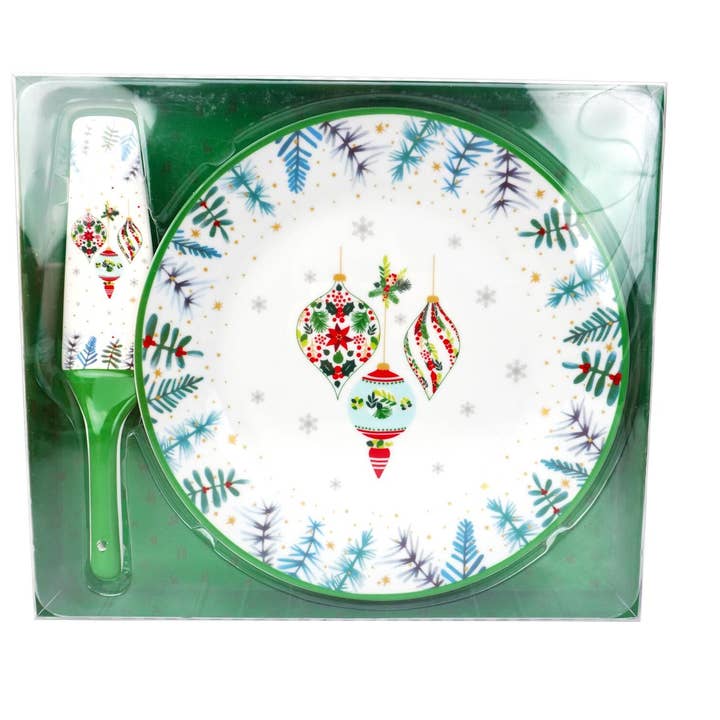 STP - Wholesale Cake Stand - Festive Porcelain Cake Plate and Cake Server in Gift Box0