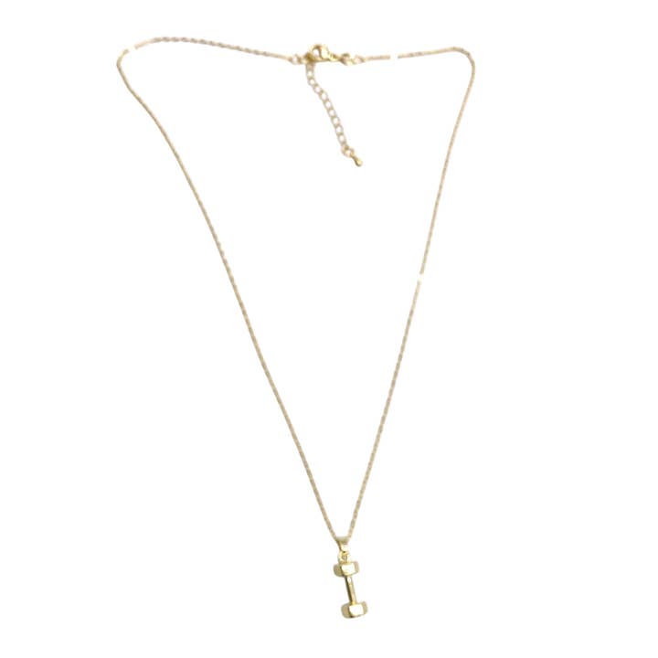 VB&CO Designs Handmade Jewelry - Wholesale Pendant/Charm Necklace - Barbell necklace dainty jewelry gold gym fitness necklace1