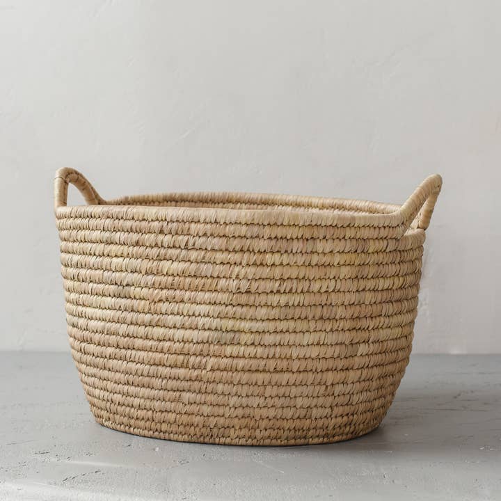 Will & Atlas - Wholesale Laundry Basket - Oval Laundry Basket, palm leaf - low large