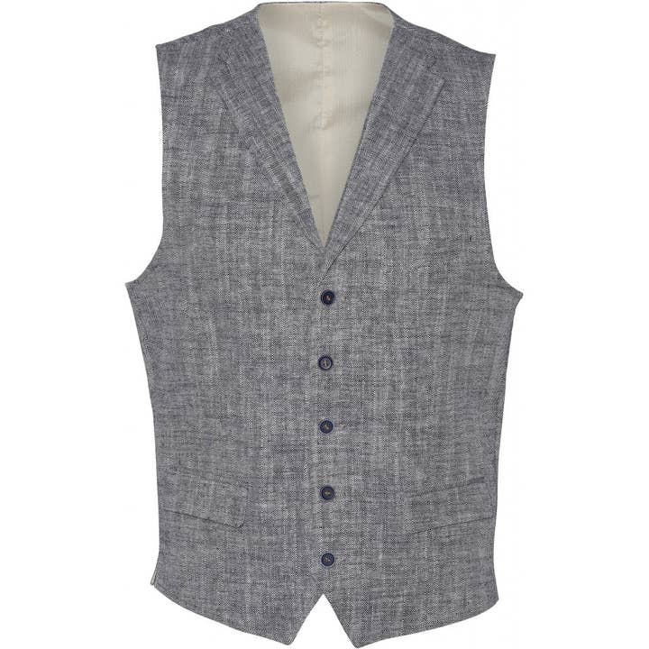 Wolf Linen Vest - NAV Navy for wholesale by 2Blind2C