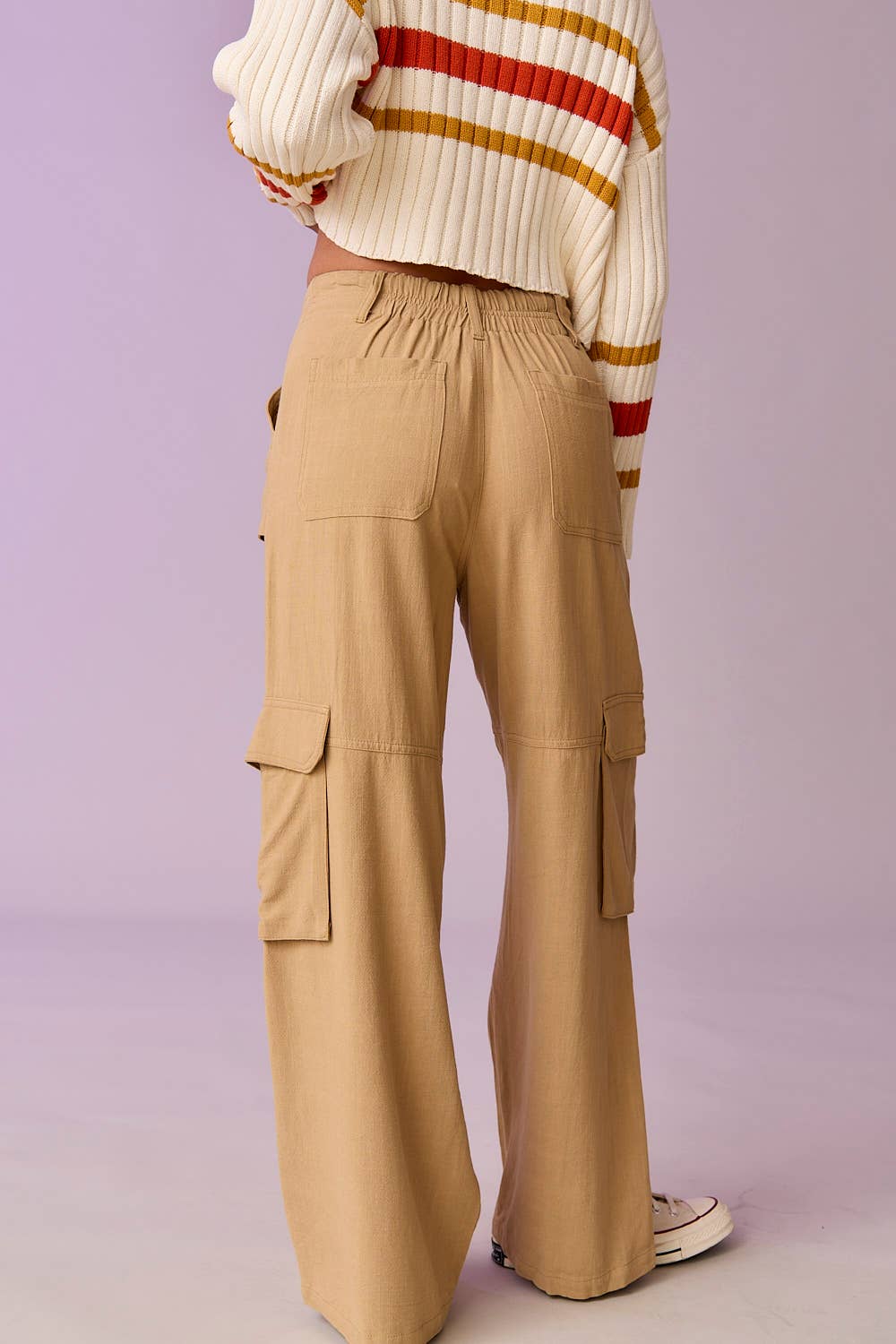 Noir PP17912 - Pantalon utilitaire à jambes larges Maya Relaxed Fit en vente sur Faire17