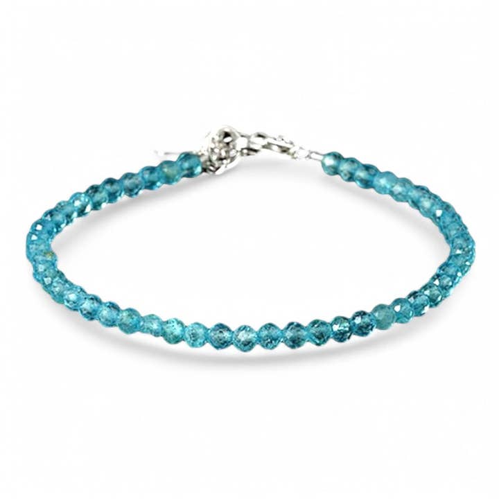 Heated blue topaz bracelet faceted beads 925 silver for wholesale by La Boîte à Cailloux