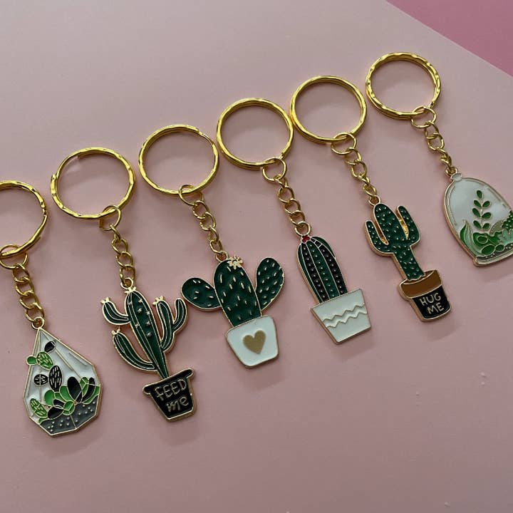 Roshni Desai & Things - Wholesale Keychain - Women's - Plant Keyring Potted Plant Cactus Plant Keyring Enamel Charm1