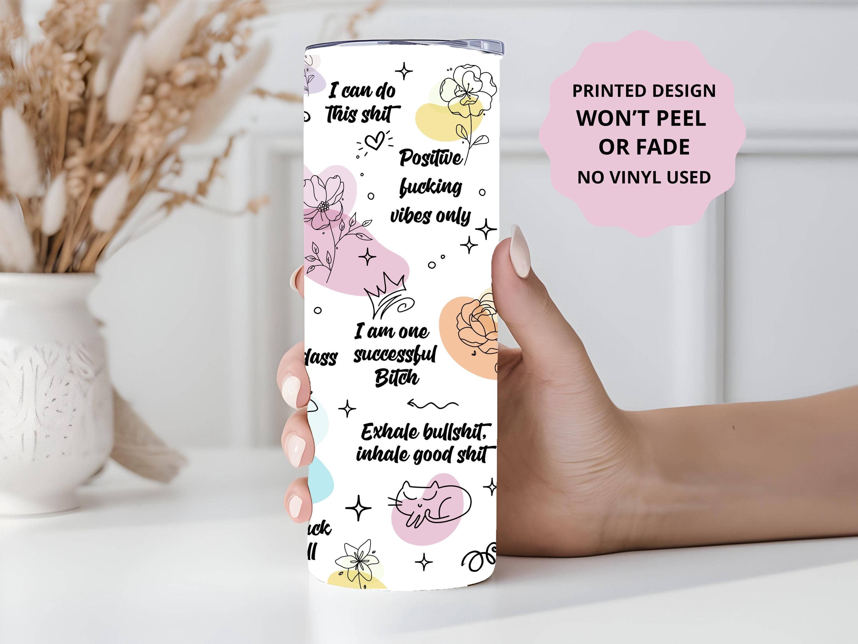 Selena Marie LLC - Wholesale Insulated Mug/Tumbler - Positive Affirmations Spicy Words 20oz Skinny Tumbler #24