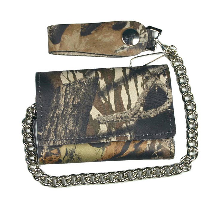Hot Leather Trifold-plånbok Camo med kedja för wholesale av Hot Leathers