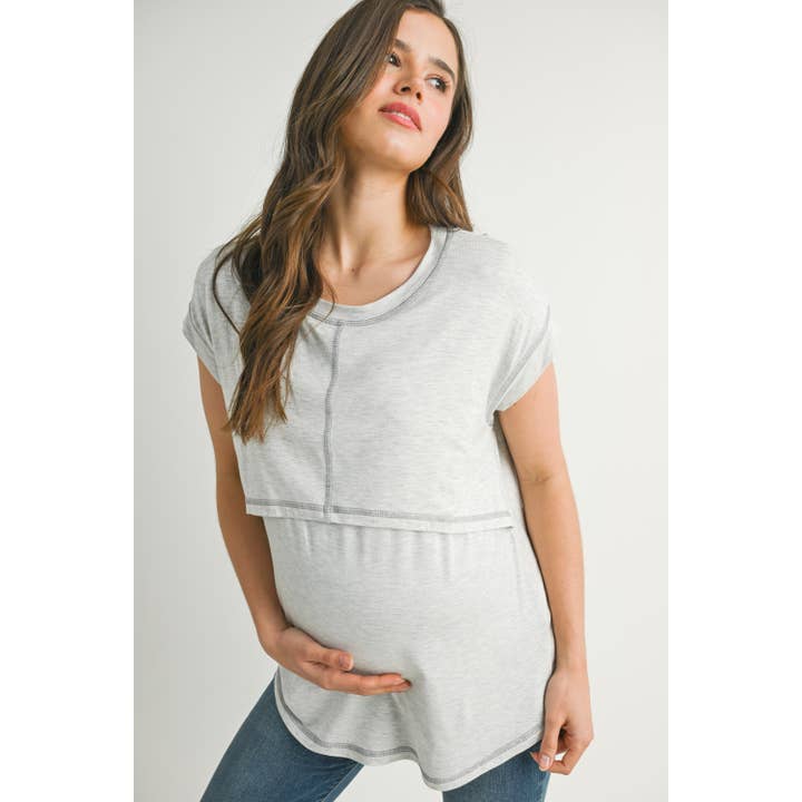 Hello Miz - Wholesale Nursing Top - Maternity - Double Layer Short Sleeve Maternity Nursing Top