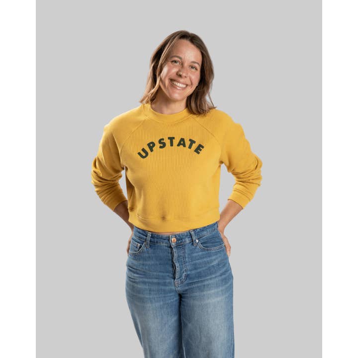 Women's Upstate Arch Crop Crewneck - Heather Mustard for wholesale by Hamilton & Adams