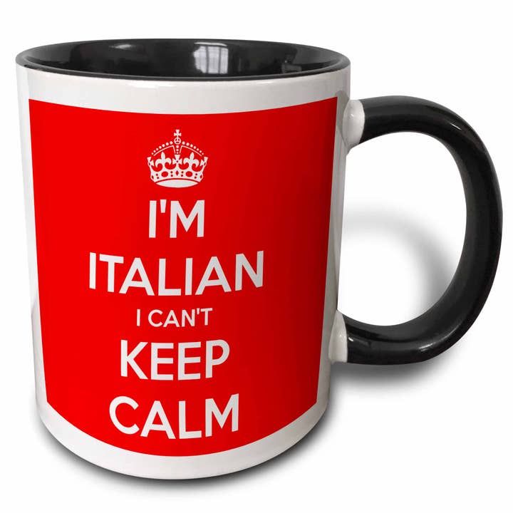 3dRose - Wholesale Coffee Mug - 11oz Two-Tone Black Mug I Cant Keep Calm Im Italian Red
