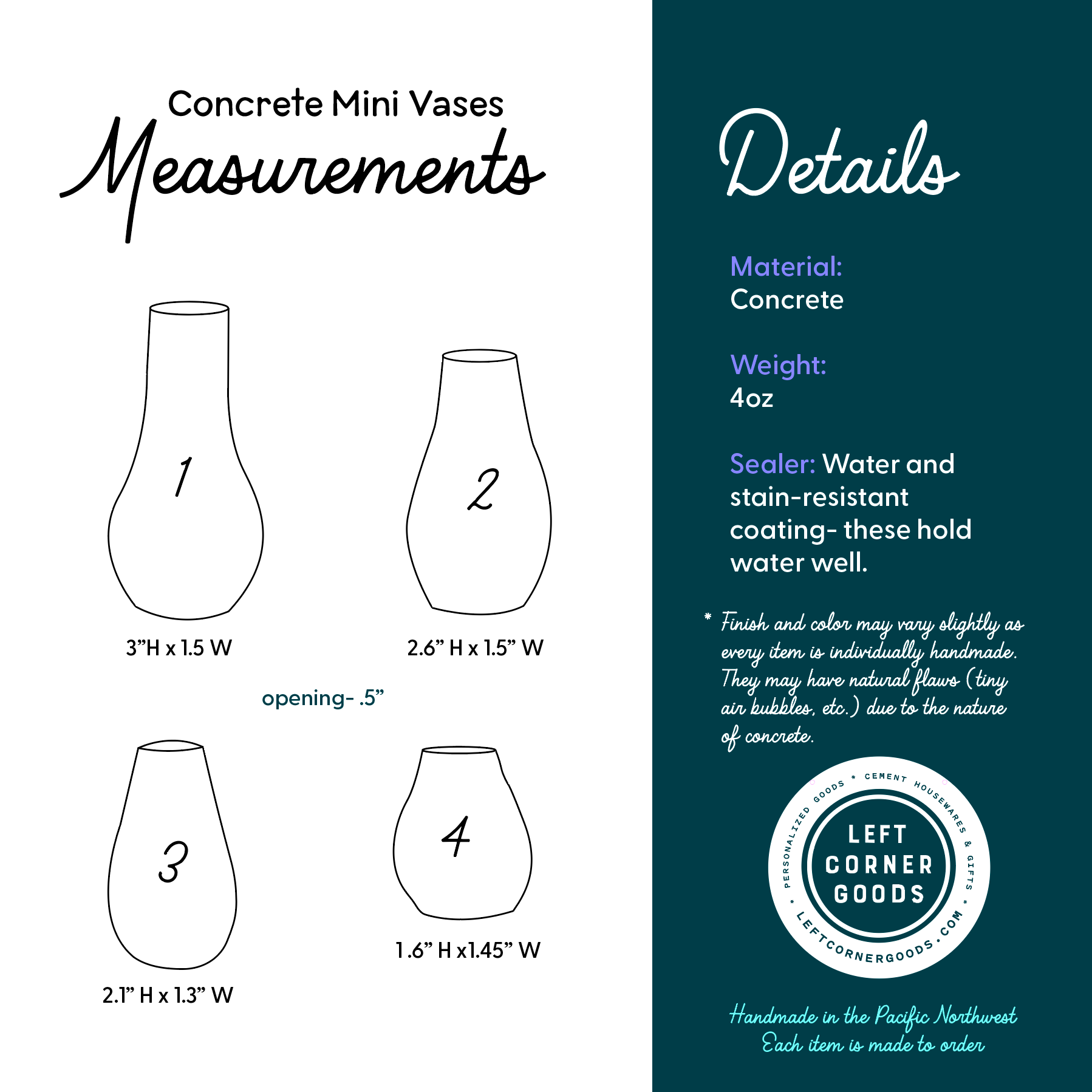 Left Corner Goods - Wholesale Vase - Miniature Concrete Bud Vases | Small Flower Vases1