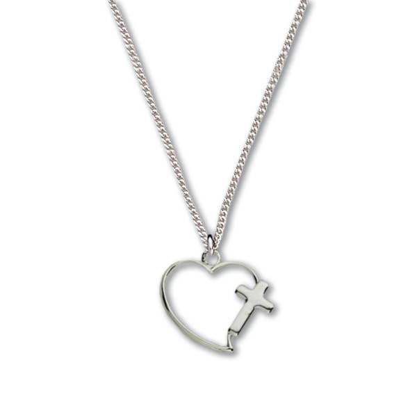 Sterling zilveren halsketting met hart/kruis, ¼” voor wholesale door H.J. SHERMAN COMPANY, INC.