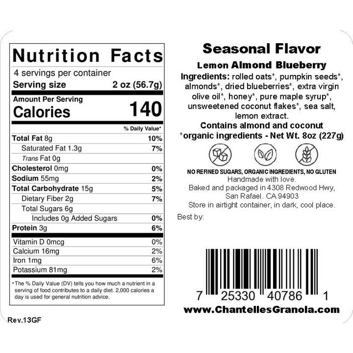 Chantelle's Granola – wholesale Granola – Granola: Seasonal Flavor (pumpkin spice Pecan Cranberry)2