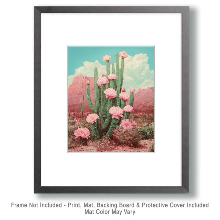 Mowbi - Wholesale Art Print - Blooming Cactus - Western and Southwestern Art Prints – 8″x10″ Artwork for 11″x14″ Frame