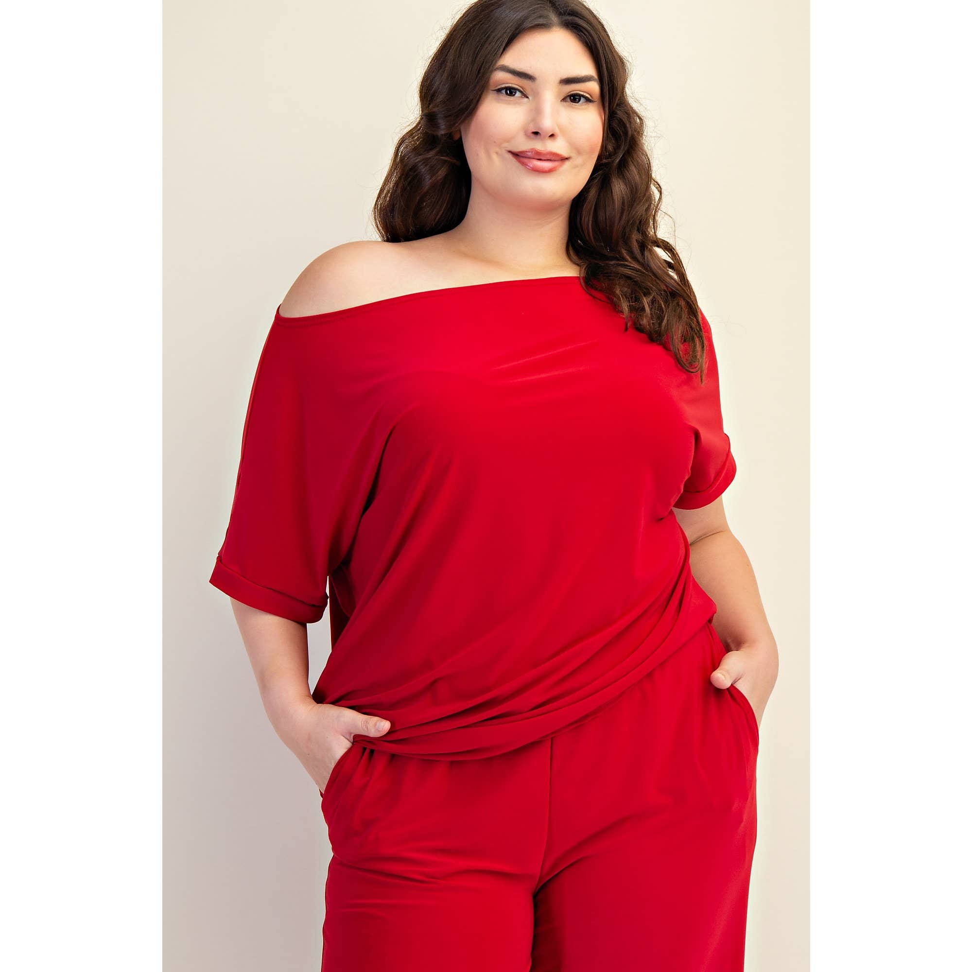 The Curve LA - Vente Combinaison – femme - ENSEMBLE HAUT À MANCHES COURTES ET PANTALONS LARGES GRANDE TAILLE3