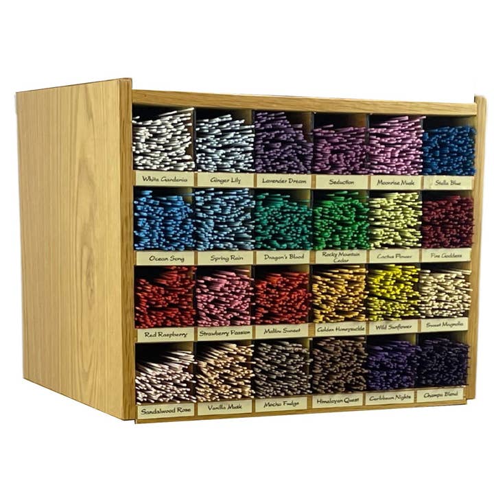 Auric Blends - Wholesale Retailer Display - Home & Living - Wooden Incense Display - 24 fragrance - Upper Unit0