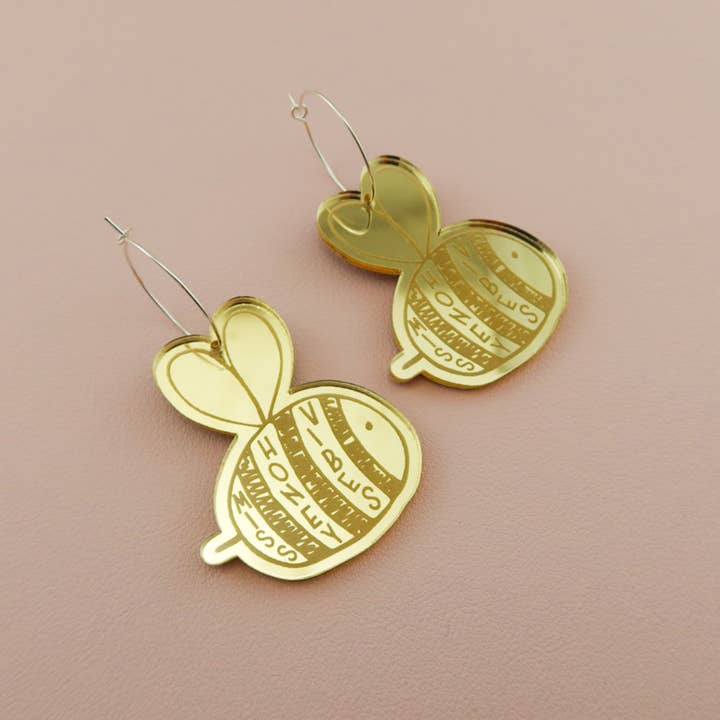 Miss Honey Vibes Gold Mirror Hoop Earrings for wholesale by Pink Nade