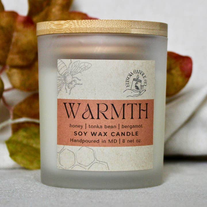 Warmte Soja Kaars | 8 oz Mat Glazen Pot + Houten Lont voor wholesale door Eunoia Candle Co.