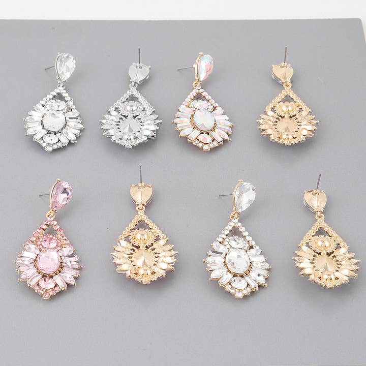 Multi Crystal Teardrop Earrings for wholesale by 3AM BY H&D ACCESSORIES