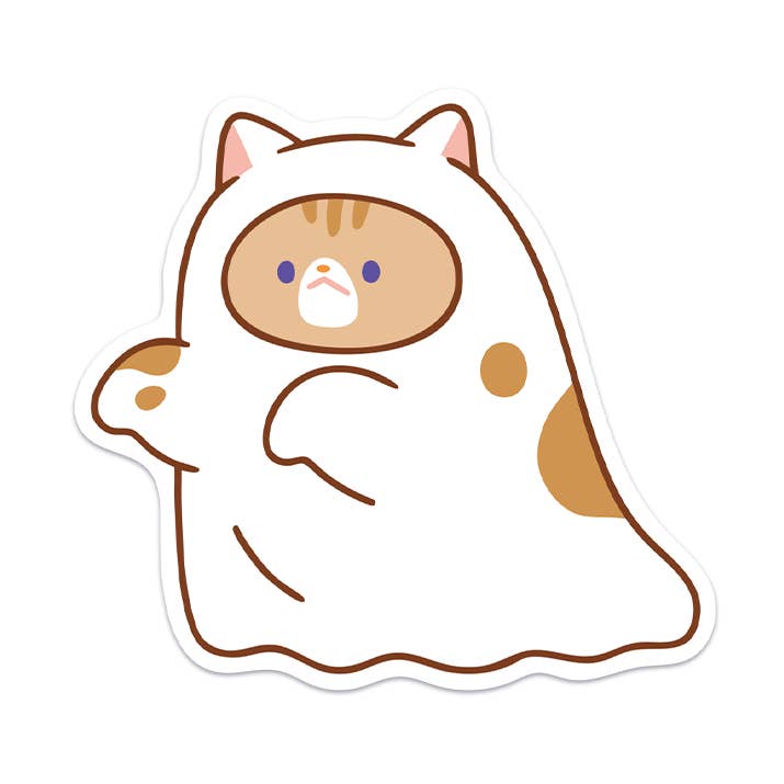 Spøgelseskats vandtætte vinylklistermærke for engroshandel hos Meowashi Studio