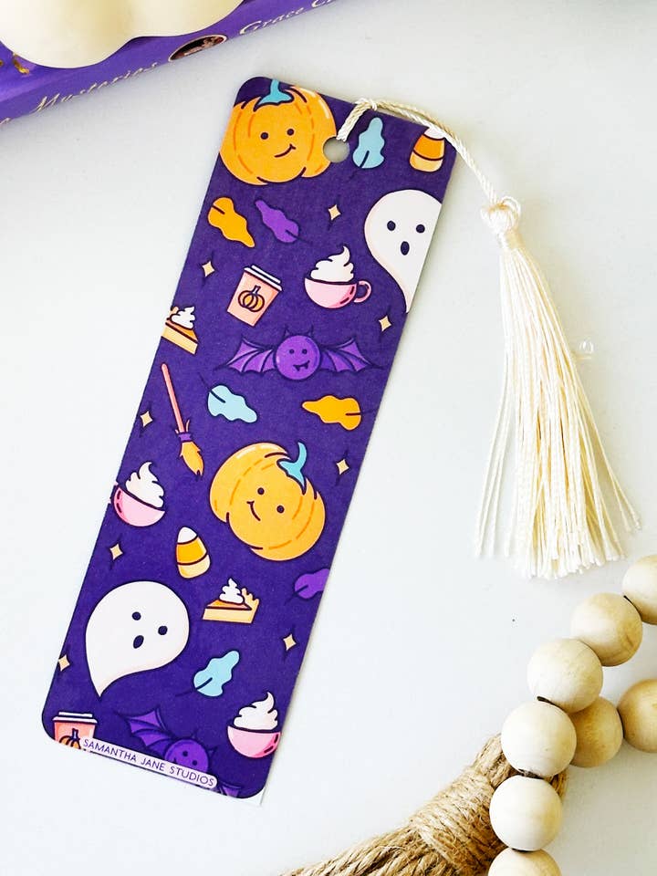 Marque-page de friandises d'Halloween en violet pour la vente par Samantha Jane Studios
