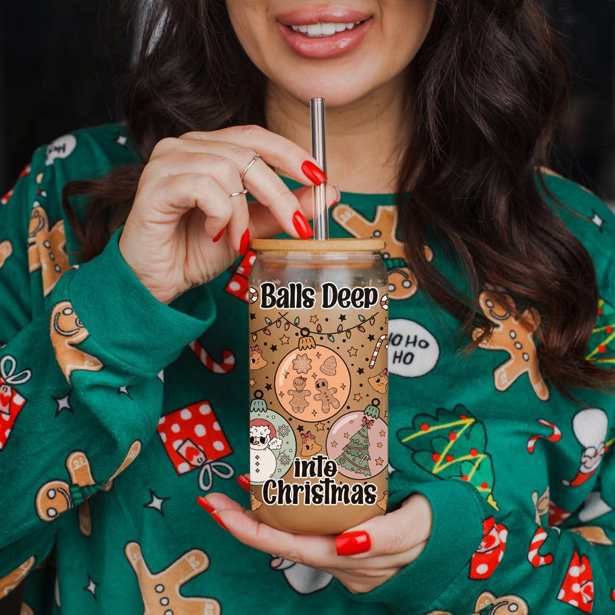 Gia Roma - Wholesale Drinking Glass/Cup - Vintage Christmas Glass Cups with Straw, Kitchen Decoration44