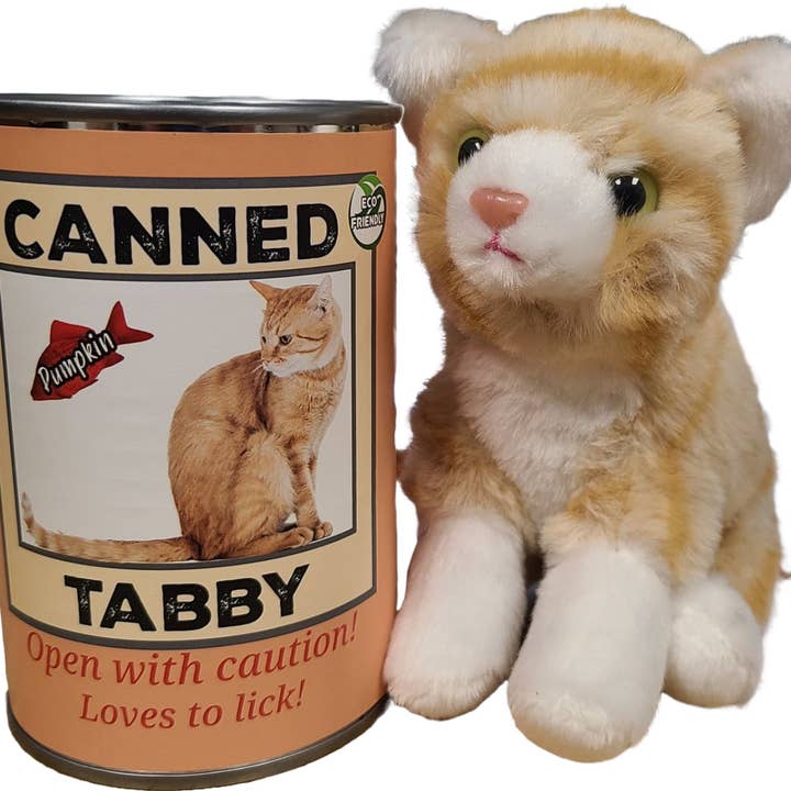 Canned Gifts - Wholesale Stuffed/Plush Toy - Kids & Baby - Canned Orange Tabby Cat | Stuffed Animal Cat Plush w/Jokes