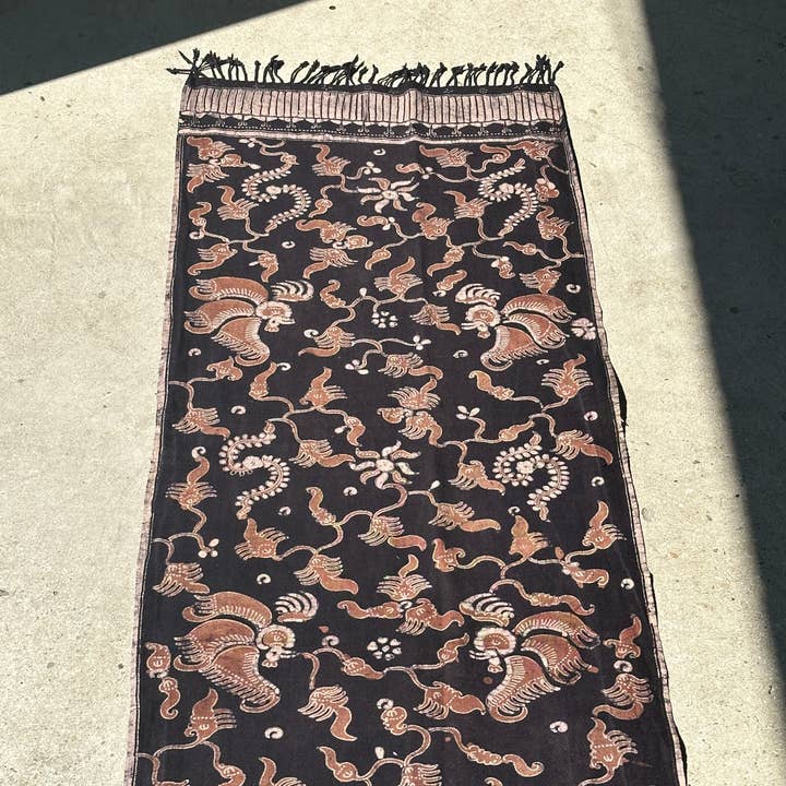 Office Objets - Wholesale Coverlet - Black and brown printed batik, Indonesian ceremonial fabric 185x5028