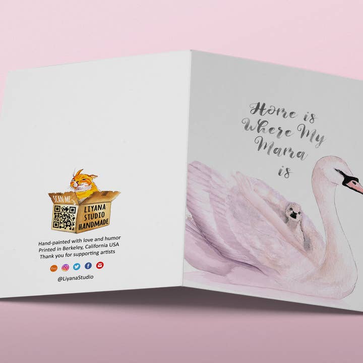 Liyana Studio - Wholesale Moederdagkaartje - Swan Mom And Baby - Moederdag Kaart6