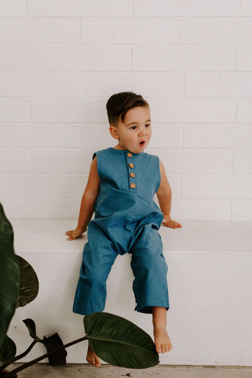 Ashley Rose Clothing - Wholesale Jumpsuit - Baby - Linen Finley Baby Toddler Romper in Cobalt | Sustainable1