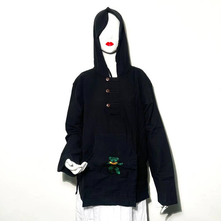 Sweat à capuche uni patchwork (ST-HOOD-MT-45) pour la vente par Shop Therapy