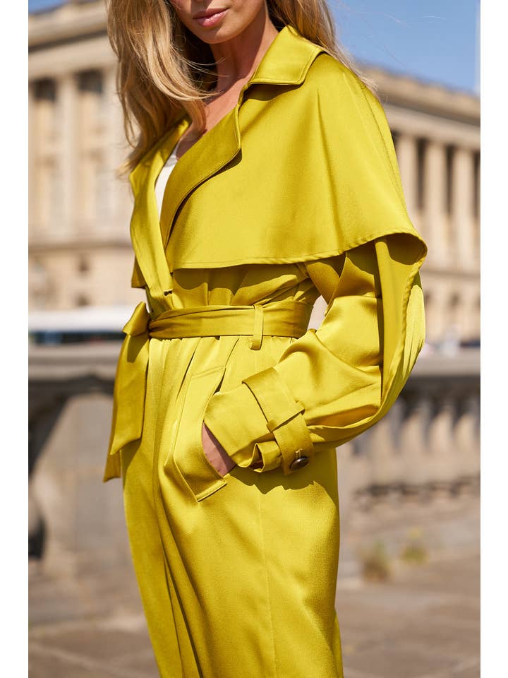 Attentif Paris - Venta al por mayor Gabardina - Mujer - Gabardina larga de satén con cinturón26