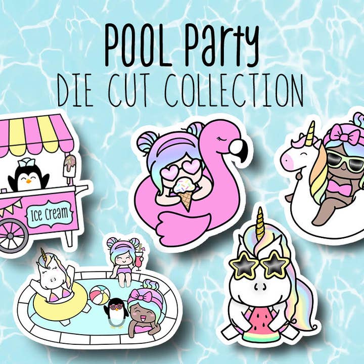 Pool Party Sticker DIE CUT Kollektion för wholesale av Shine Sticker Studio